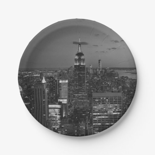 New York City night skyline Paper Plates