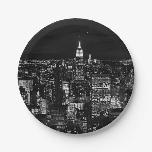 New York City night skyline Paper Plates