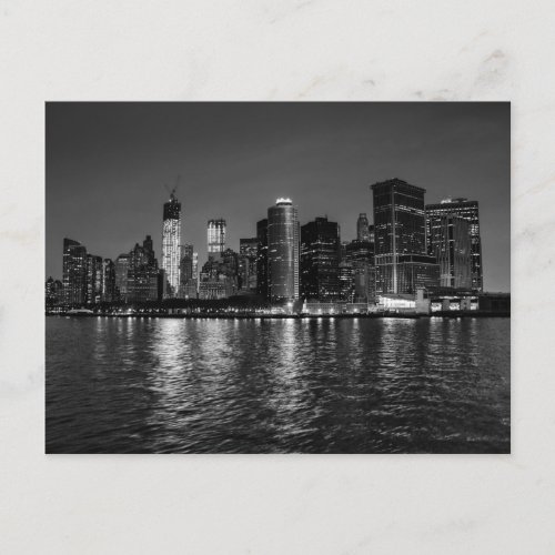 New York City Night Skyline Postcard