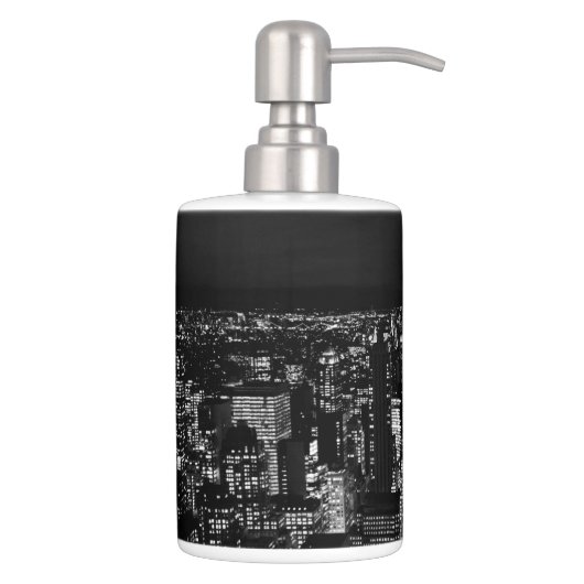 New York City night skyline Soap Dispenser & Toothbrush Holder (Right)
