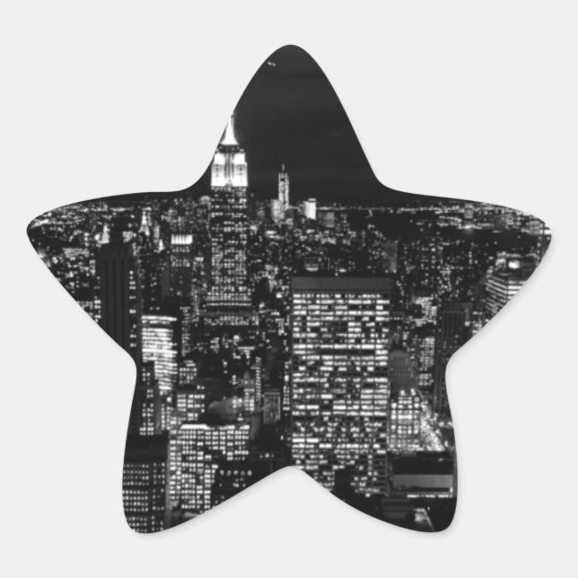 New York City Night Skyline Star Sticker (Front)