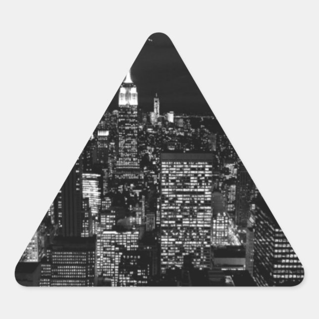 New York City Night Skyline Triangle Sticker (Front)