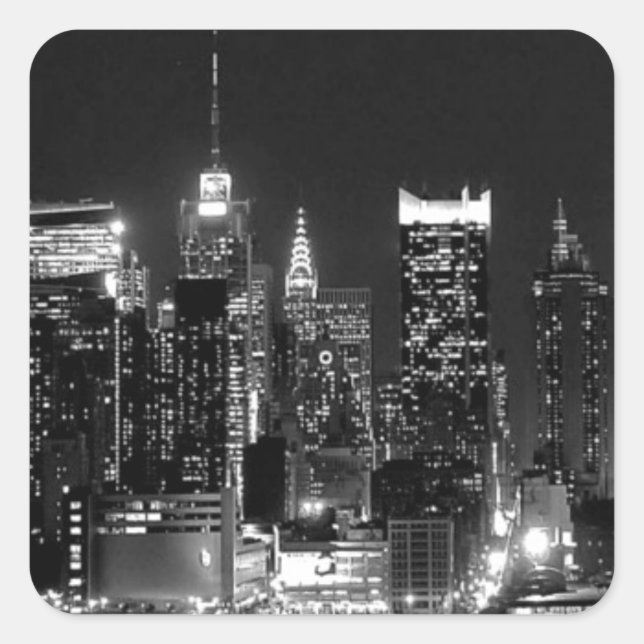 New York City Night Square Sticker (Front)