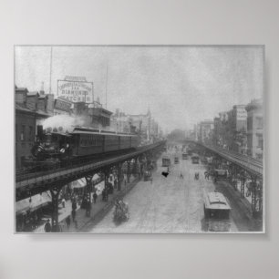 New York City NY Elevated Railway Train Poster