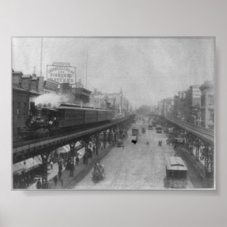 New York City NY Elevated Railway Train Poster