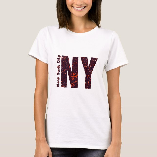 New York City NY Lettering Typography T-Shirt (Front)