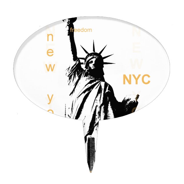 New York City Ny Nyc Statue of Liberty Cake Topper (Front)