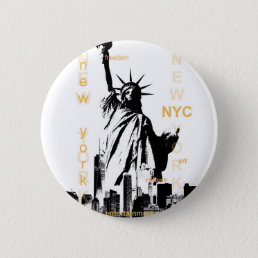 New York City Ny Nyc Statue of Liberty Pinback Button