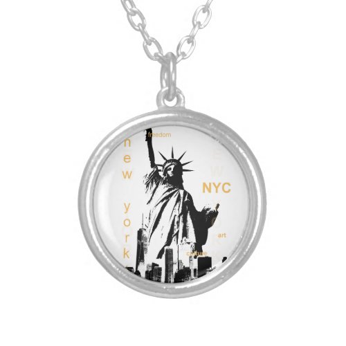 New York City Ny Nyc Statue of Liberty Silver Plated Necklace