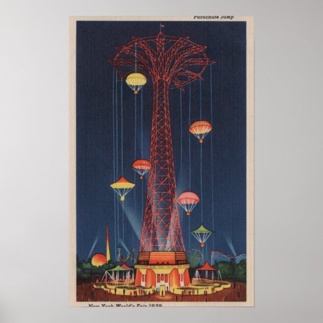 New York City, NY - Parachute Jump at World's Poster (Front)