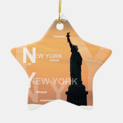 new york city ny statue of liberty usa ceramic ornament