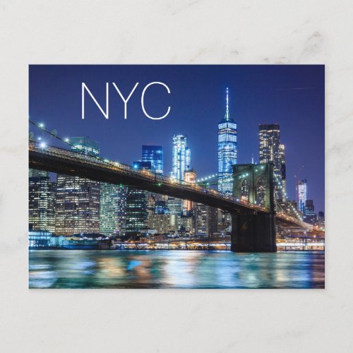 New York City  NYC at Night Postcard