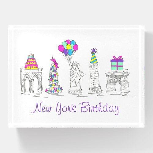 New York City NYC Birthday Party Landmarks Paperweight