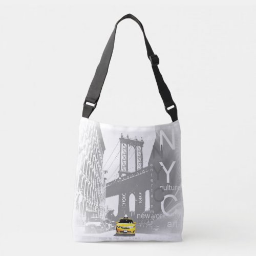 New York City Nyc Brooklyn Bridge Yellow Taxi Crossbody Bag