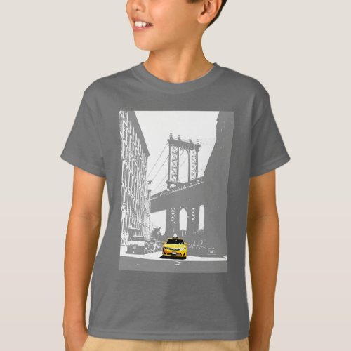 New York City Nyc Brooklyn Yellow Taxi Kids Boys T_Shirt