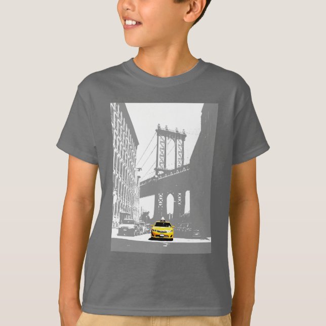 New York City Nyc Brooklyn Yellow Taxi Kids Boys T-Shirt (Front)