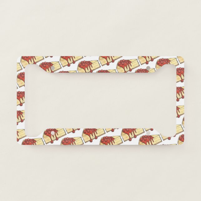 New York City NYC Cherry Cheesecake Cake Slice License Plate Frame (Front)