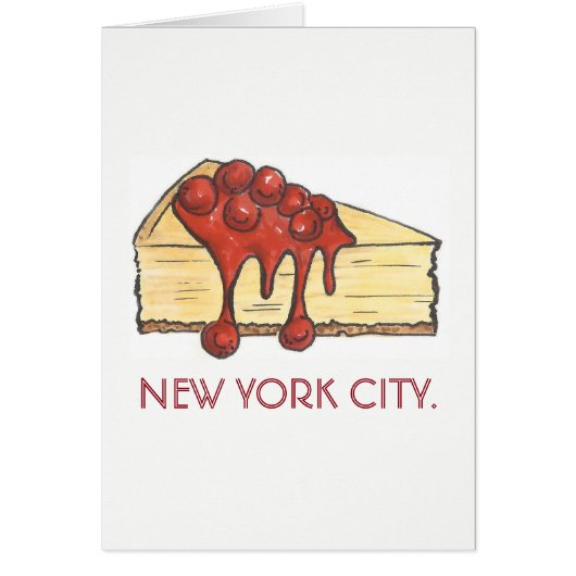 New York City NYC Cherry Cheesecake Slice Cards (Front)