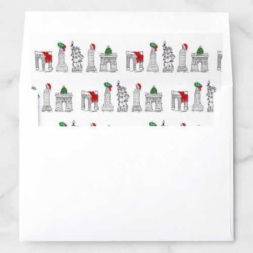 New York City NYC Christmas Holiday Landmarks Envelope Liner