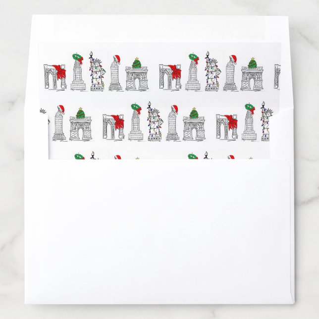 New York City NYC Christmas Holiday Landmarks Envelope Liner (In Envelope)