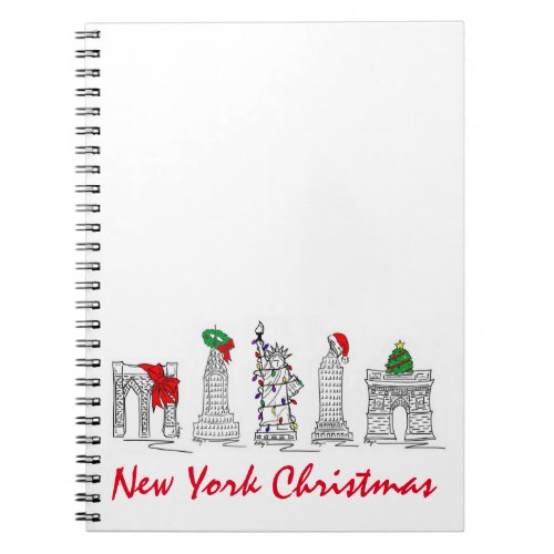 New York City NYC Christmas Landmarks Architecture Notebook