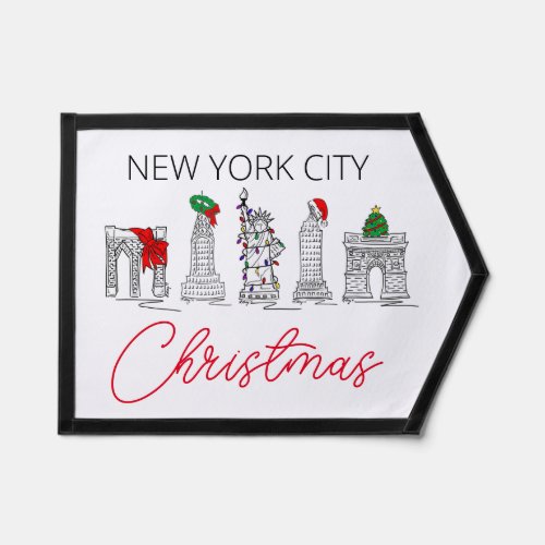 New York City NYC Christmas Landmarks Architecture Pennant