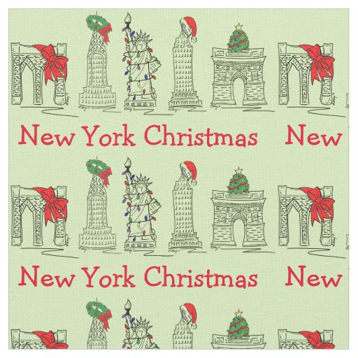 New York City NYC Christmas Landmarks Holiday Xmas Fabric