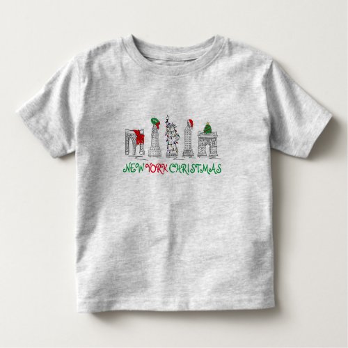New York City NYC Christmas Landmarks Holiday Xmas Toddler T_shirt
