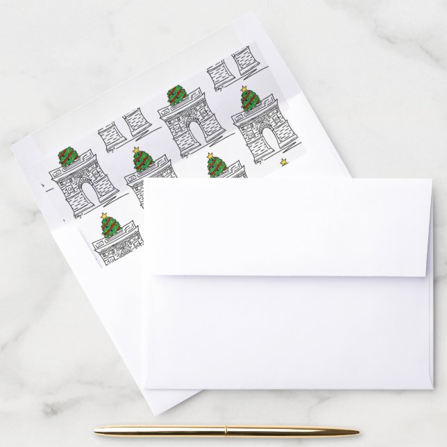 New York City NYC Christmas Tree Washington Square Envelope Liner (Desk)