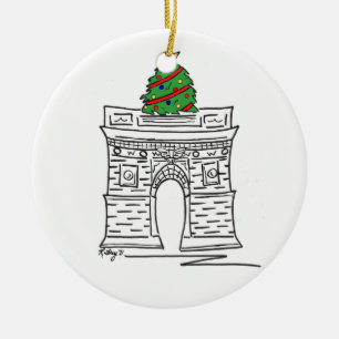 New York City NYC Christmas Washington Square Tree Ceramic Ornament