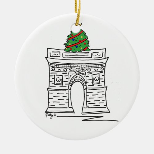 New York City NYC Christmas Washington Square Tree Ceramic Ornament