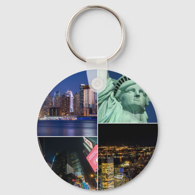New York City NYC collage photo cityscape Keychain (Front)