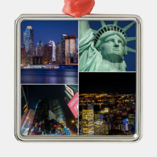 New York City NYC collage photo cityscape Metal Ornament