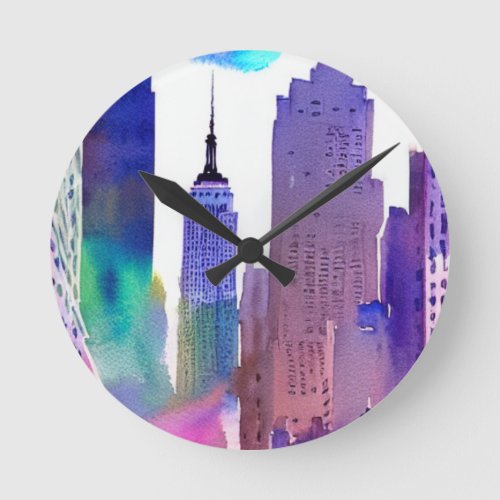 New York City NYC Empire State Building      Round Clock