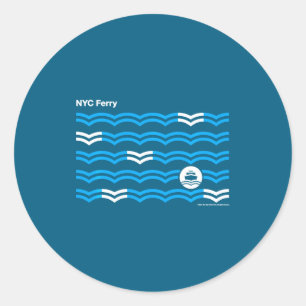 New York City Nyc Ferry Waves Swea _1  Classic Round Sticker