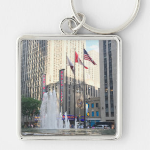 New York City NYC Fountain Sixth Avenue Photograph Keychain
