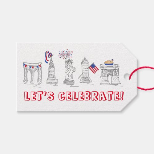 New York City NYC Fourth 4th of July Landmarks USA Gift Tags