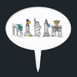 New York City NYC Hanukkah Chanukah Landmarks Cake Topper<br><div class="desc">Features an original pen-and-ink illustration of various New York City landmarks "dressed up" for the holiday season. Perfect for Hanukkah entertaining!

Don't see what you're looking for? Need help with customization? Contact Rebecca to have something designed just for you.</div>