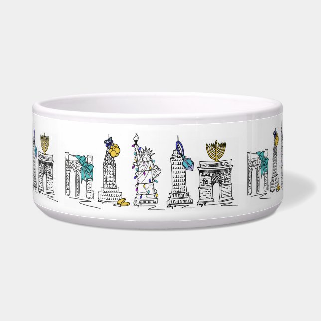 New York City NYC Hanukkah Jewish Holidays Bowl (Right)