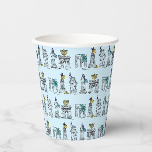 New York City NYC Hanukkah Landmarks Architecture Paper Cups