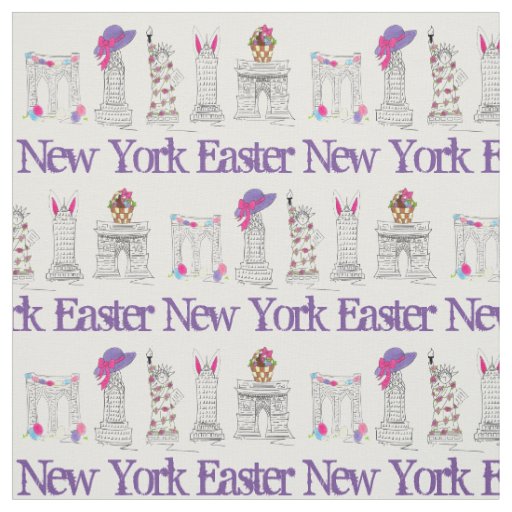 New York City NYC Happy Easter Landmarks Buildings Fabric