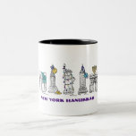 New York City NYC Happy Hanukkah Chanukah Holiday Two-Tone Coffee Mug<br><div class="desc">Features an original pen-and-ink illustration of various New York City landmarks "dressed up" for the holiday season. Perfect for Hanukkah!

Don't see what you're looking for? Need help with customization? Contact Rebecca to have something designed just for you.</div>