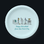 New York City NYC Happy Hanukkah Jewish Holiday Paper Plates<br><div class="desc">Features an original pen-and-ink illustration of various New York City landmarks "dressed up" for the holiday season. Perfect for Hanukkah entertaining!

This Chanukah illustration is also available on other products. Don't see what you're looking for? Need help with customization? Contact Rebecca to have something designed just for you.</div>
