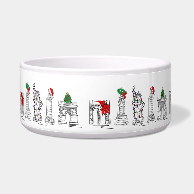 New York City NYC Holiday Christmas Landmarks Bowl (Left)