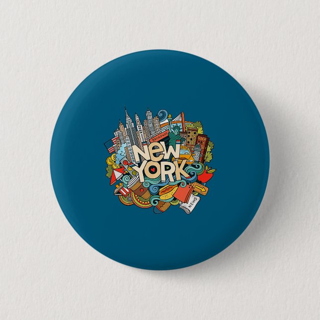 New York City Nyc Iconic Skyline Big Gift So _1  Button (Front)