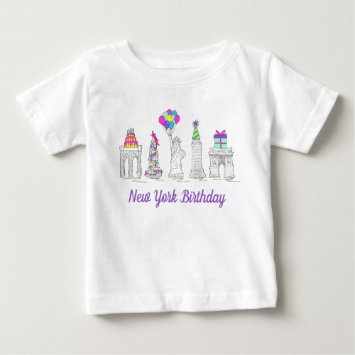 New York City NYC Landmarks Birthday Party Baby T_Shirt