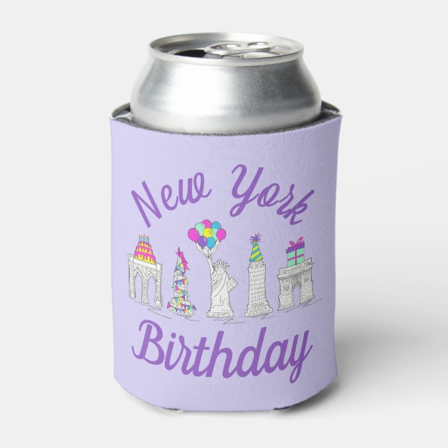 New York City NYC Landmarks Birthday Party Can Cooler (Can Front)