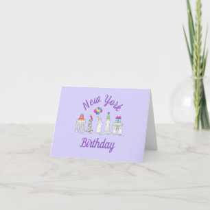 New York City NYC Landmarks Birthday Party Letterpress Thank You Card
