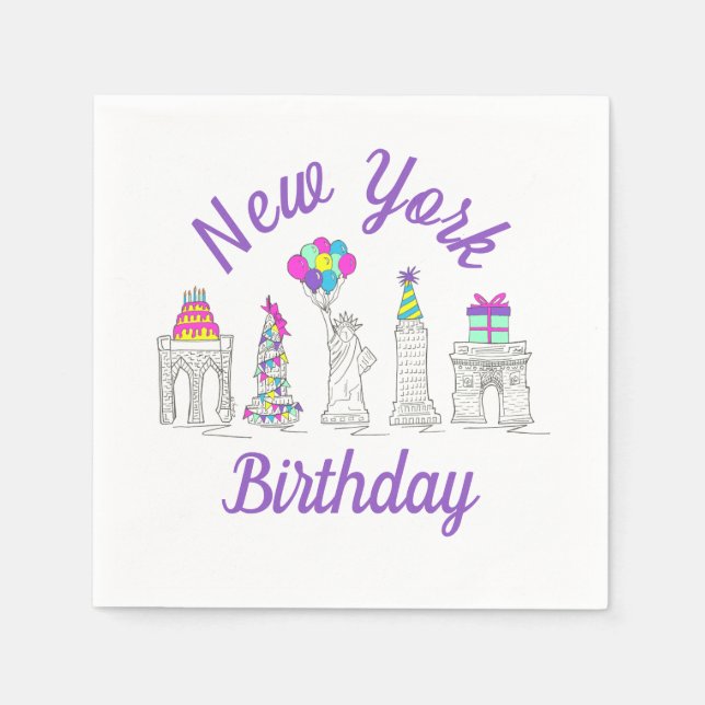 New York City NYC Landmarks Birthday Party Napkins (Front)