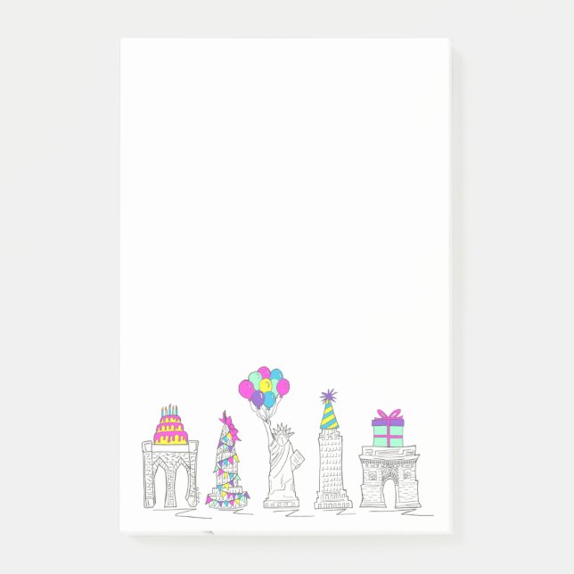 New York City NYC Landmarks Birthday Party Post-it Notes (Front)